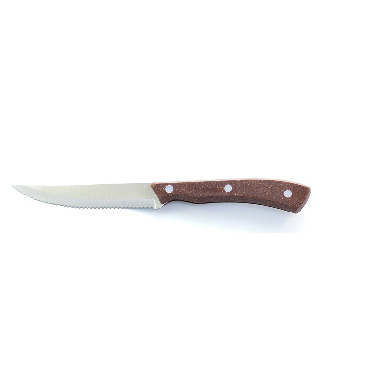 Couteau Steak 3 rivets lame crantée manche fibre de bambou - 230mm