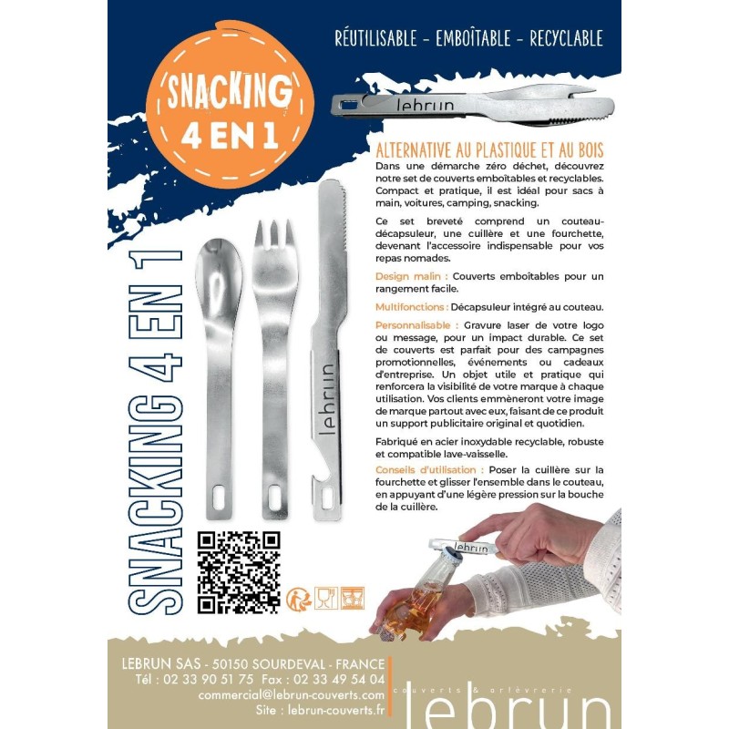 KIT COUVERT INOX SNACKING 4 en 1